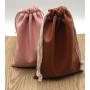 Custom Logo Gift PU waterproof Leather Cosmetic Pouch Leather Jewelry Drawstring Bag