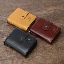 XL292 Men's Genuine Leather Short Wallet Soft Comfortable Purse Gift Packaging Box Card Holders Accept Customized Logo