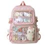Wholesale custom college nylon tote Ita bag with clear PVC window pink Itabag school backpack