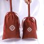 Recyclable Custom Logo Printed Brown Velvet Drawstring Clothes Shoe Dust Bag Packing Pouch Soft Luxury Velvet Shopping Gift Bag