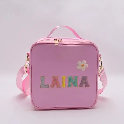 Nylon Lunch Box Lunch Bag Chenille Patch Personalize Varsity Chenille Custom Letters Patches for Kids Girls Women School Lunch