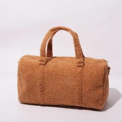 Keymay Stock Large Capacity Fuzzy Fall Carry on Bag Teddy Sherpa Crossbody Bag Plush Luggage Overnight Weekend Duffle Bag Travel