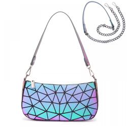 LOVEVOOK custom hot sale small PU shoulder Bags Holographic Reflective Crossbody Bag Wallet geometric luminous women purses