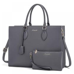 LOVEVOOK 2pcs Custom logo 15.6 In Portable Waterproof PU leather Laptop Tote bag Work Bag for Women Handbag Computer Briefcase