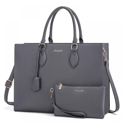 LOVEVOOK 2pcs Custom logo 15.6 In Portable Waterproof PU leather Laptop Tote bag Work Bag for Women Handbag Computer Briefcase