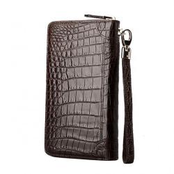 Custom 2023 Luxury Classic Real Genuine Crocodile Croco Skin Leather Unisex Zipper Long Organizer Clutch Wristlet Wallet Men