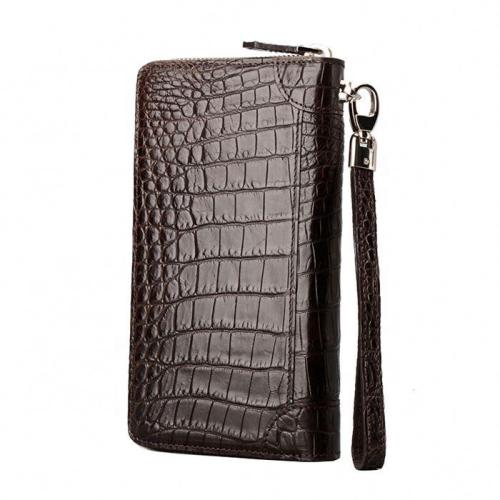 Custom 2023 Luxury Classic Real Genuine Crocodile Croco Skin Leather Unisex Zipper Long Organizer Clutch Wristlet Wallet Men