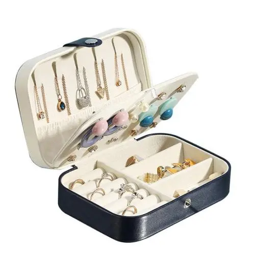 ZF158 Jewelry Case Single Layer Necklace Earrings Ring Box Portable Household Storage Anti-oxidation Waterproof PU