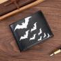 Wallets for foreign trade. Ultra-thin and portable short wallets. Retro starry sky bat printed soft leather zipper coin purses