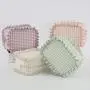 Personalized Washable Women Ladies Girls Zipper Closed Ruffle Checked  Makeup Organizer Pouch Cute Cosmetic Bag