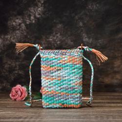 Hand Woven Genuine Leather Phone Pouch Bag Shoulder Bag for Women