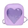 China Factory Custom Fashion PU Leather Clear PVC Window Pin Bag Women Girls Designer Ita Bags School Backpack
