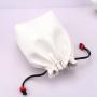 Wholesale Emboss Square Bottom PU Leather Cosmetic Bag Small White Travel Makeup Brush Candy Storage Drawstring Leather Pouch