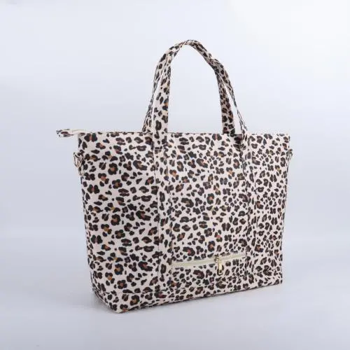 New Trending Custom Design Tote Handbags Female Travel  Large Capacity Shopping Waterproof Nylon Leopard Fashion Cute Handbags