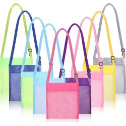 Wholesale Factory Price Portable Kids Sand Toys Storage Mesh Beach Bag Colorful Mesh Seashell Bags With Adjustable Strap