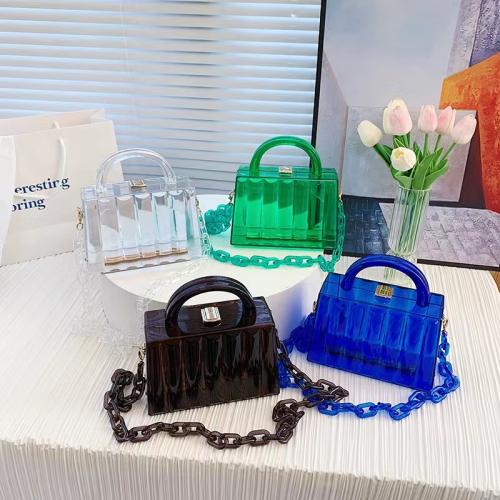 Fashion Ladies Designer Bags Elegant Women Clear Purse Crystal Acrylic Clutch Bag With Golden Lock Hasp Trendy Shoulder Handbag
