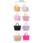 Keymay Popular Personalized Chenille Letter Patches Medium Large Waterproof Travel Bag Black Handbag High Quality Tote Bag