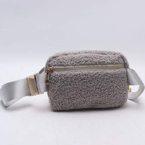 Womens teddy bear drawstring waisted packed bagged teddy fabric mens crossbody waist belt bag zipper chest bag