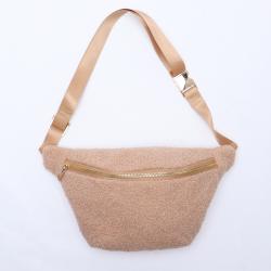 New Casual Fashion Autumn Winter Pure Color Women's Adjustable Strap Waist Bag Faux Fur Sherpa Plush Fanny Pack