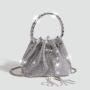 Luxury Lady Designer Bag Diamond Solid Handle Metal Chain Bucket Fashion Tassels Sling Purse for Women  Drawstring Handbag