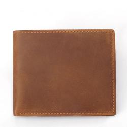 Manufacturer Wholesale Classic Brown Genuine Leather Mens Wallets Custom Your Logo RFID Blocking Slim Minimalist Wallet for Men