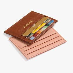 leather id card holder RFID blocking customized logo men card holder wallet