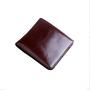 High-end glossy oil wax pure leather rfid blocking men's wallet billfold with zipper pocket for banknote and coins