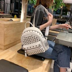 KBW483 Hot New Rivets Soft Leather Texture Solid Color Backpack Fashion Casual Ladies Shoulder Bag High Quality Women Backpack