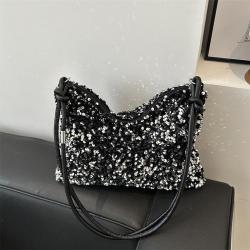 2024 New Texture Leisure Western Style Sequin Shoulder Bag Personalized Simplicity Crossbody Large Capacity Underarm Women's Bag