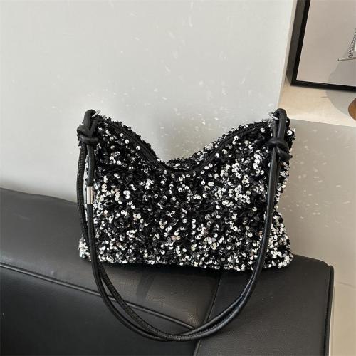 2024 New Texture Leisure Western Style Sequin Shoulder Bag Personalized Simplicity Crossbody Large Capacity Underarm Women's Bag