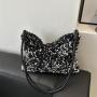 2024 New Texture Leisure Western Style Sequin Shoulder Bag Personalized Simplicity Crossbody Large Capacity Underarm Women's Bag