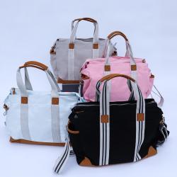 Keymay Wholesale Stock 4 Colors Canvas Mommy Diaper Bag Tote Large Capacity Outdoor Travel Custom Designer Baby Diaper Bag