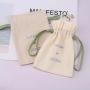 Custom Logo Printed Cotton Linen Cosmetic Drawstring Bag Organic Muslin Makeup Skincare Gift Cotton Pouch