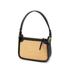 Custom Mini Purses And Handbags Napa Leather And Straw Woven Shoulder Bags Fashion Classic Style Beach Bags