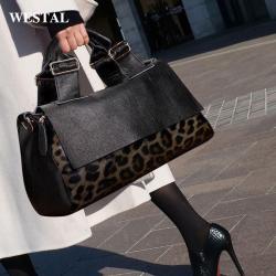Genuine Leather Large Capacity Women's Bags 2024 New Leopard Handbag Female Tote Bag Soft Leather Ladies Crossbody Shoulder Bag