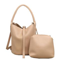 2024 Custom LOW MOQ Leather Bucket Bag Handbag For Women Ladies With Small Clutch