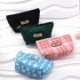 Custom Label Colorful Velvet Zipper Cosmetic Bag Skincare Product Cotton Makeup Cosmetic Pouch
