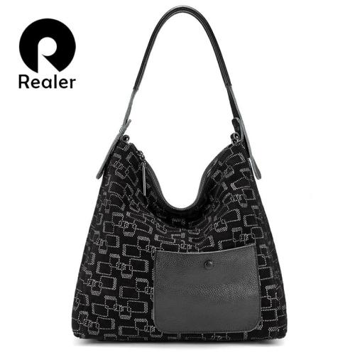 REALER Boutiques Genuine Leather Crossbody Shoulder Bag ladies Large Hobo Tote Hand bags Real ladies Leather bags