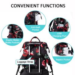 LOVEVOOK factory custom waterproof Backpack university 15.6 In College flower Bookbag large Travel Laptop Backpacks for women
