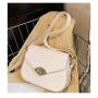 2022 Fashion Lady Designer Saddle Bag Pure Color PU Leather Flap Messenger Elegant Fan Shape Golden Lock Sling Purse for Women