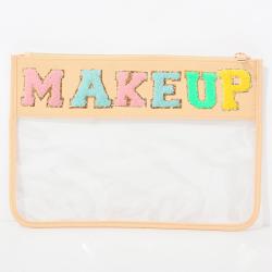 RTS PVC Material Makeup Bag Cosmetic Fashion Style Clear Flat Pouch Clear Pvc Makeup Pouch Transparent bag