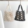 Summer Bead Design Handbags Women Beaded Handbags Fashion Canvas Beach Bag Casual Hand Bags Ladies Wood Bead Bags