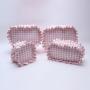 Keymay RTS Custom Logo Girls Cute Gingham Ruffle Plaid Makeup Bag Case Cosmetic Travel Bag Cosmetics Organizer with Gold Zipper