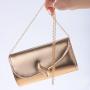 Fashion Party Bridal Handbag Chain Crossbody Bag Metal Rhinestones Leaf PU Clutch Bag Gold Evening Bags For Ladies