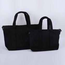 Keymay RTS Popular Bridesmaid Honeymoon Gift High Quality Plush Sherpa Travel Storage Bag Custom Logo Handbag Beach Tote Bag