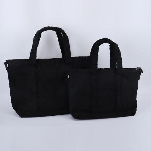Keymay RTS Popular Bridesmaid Honeymoon Gift High Quality Plush Sherpa Travel Storage Bag Custom Logo Handbag Beach Tote Bag