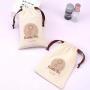 Eco-friendly Natural Cotton Drawstring Key Chain Scraper Packaging Pouch Custom Logo Organic Dust Gift Muslin Bag