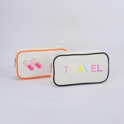 Keymay Wholesale Canvas Makeup Bag With Zipper Portable Toiletry Pouch Girls Zipper Cosmetic Bag Canvas