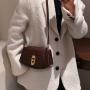 Contrast Color Stone Pattern Small Square Bag Street Fashion Pu Leather Magnetic Button Bag Niche Style Fashion Handbag