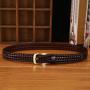 Wholesale men belt genuine leather woven belt pin buckle leather weaved belt for men women